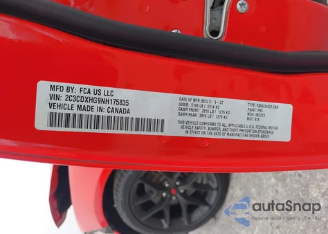 2022 Dodge Charger Gt Rwd из США, поврежденный, VIN 2C3CDXHG9NH175835